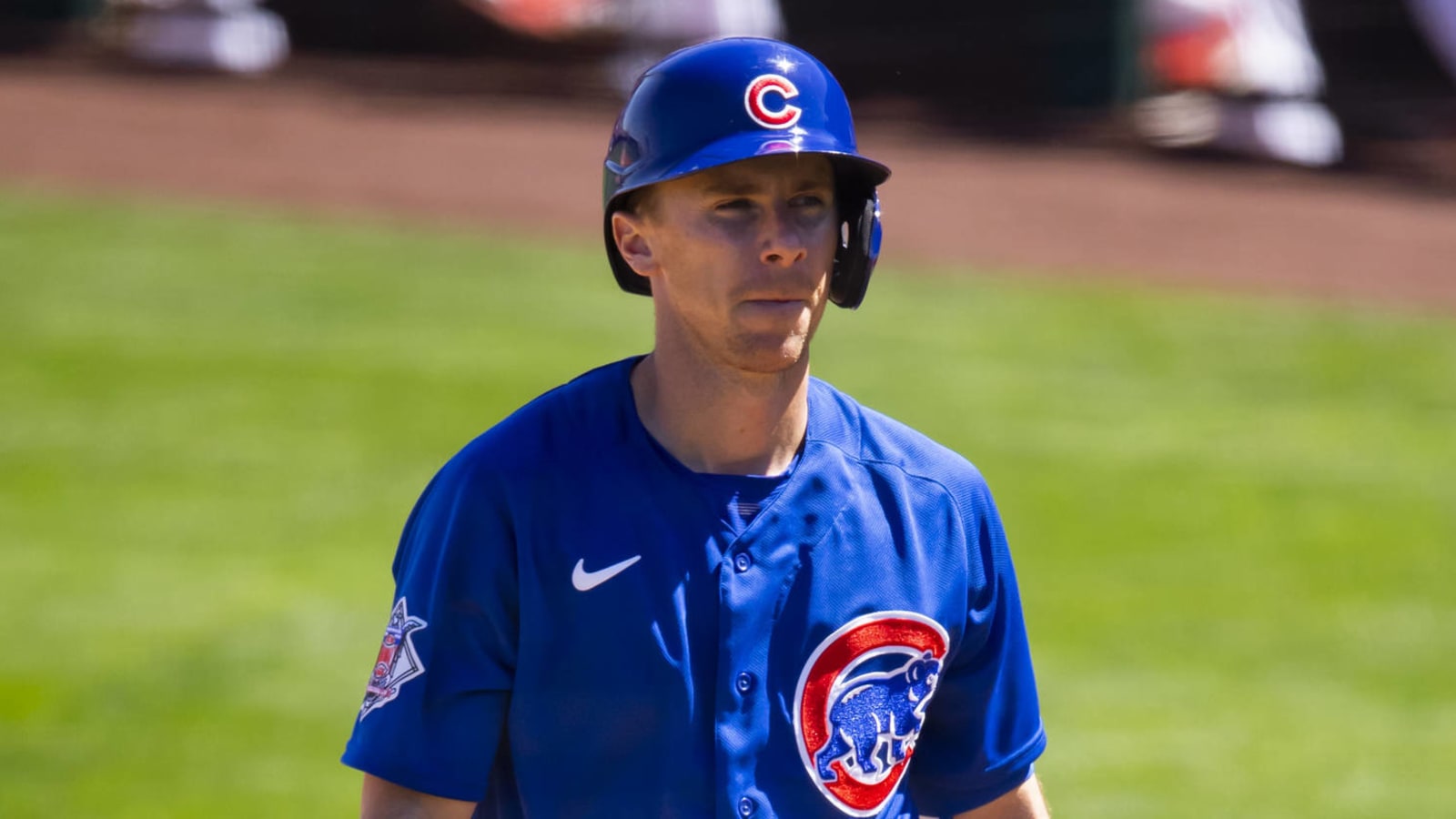 Chicago Cubs' Matt Duffy gives a thumbs-up as he rounds the bases
