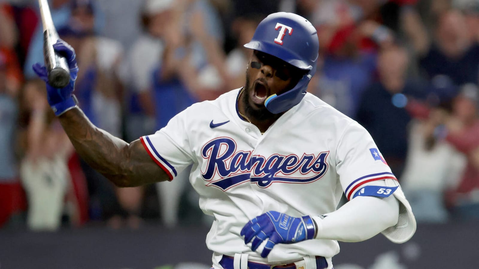 Rangers' Adolis Garcia Celebrated Go-Ahead Home Run vs. Astros