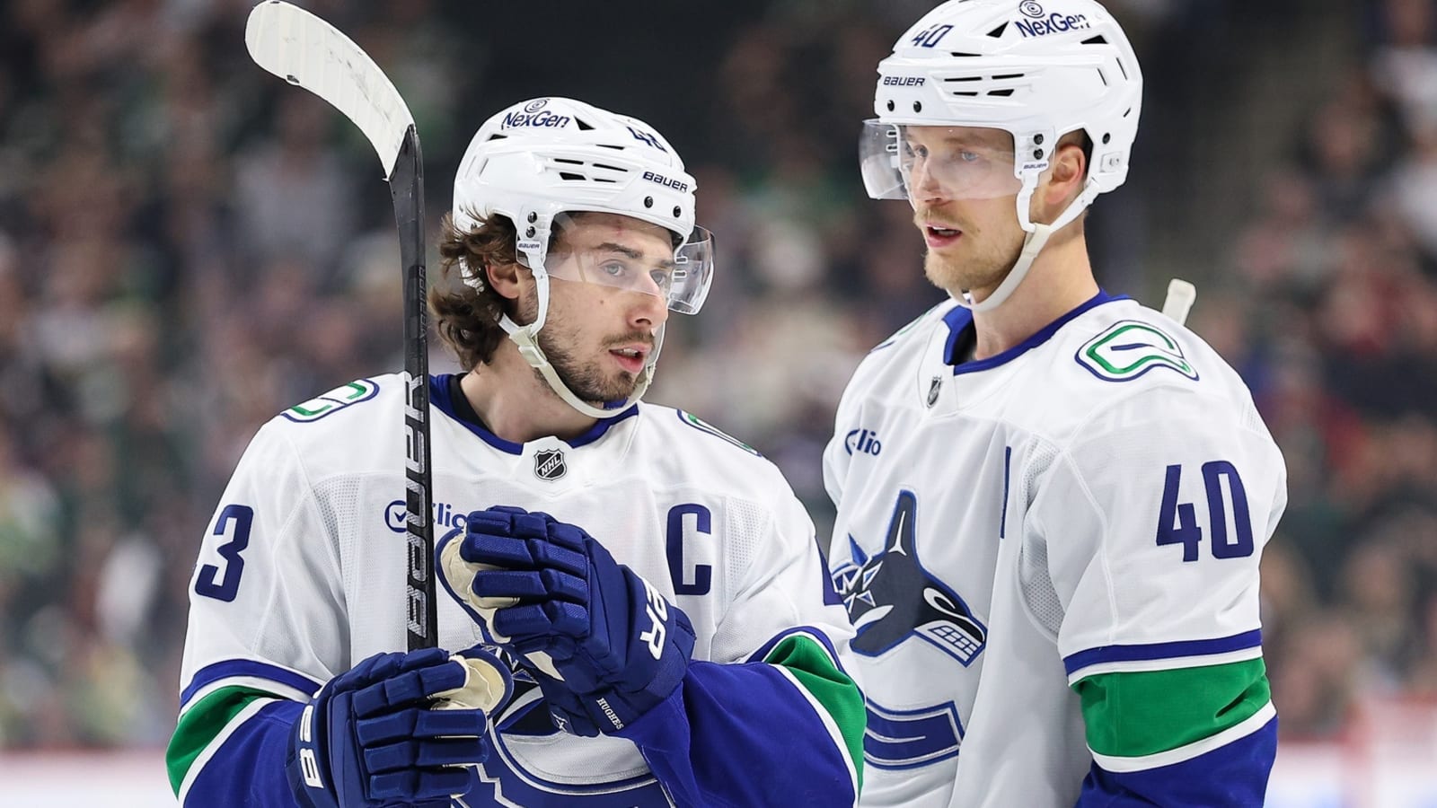 Scenes from Canucks practice: Hughes and Pettersson leave early; Lankinen talks extension