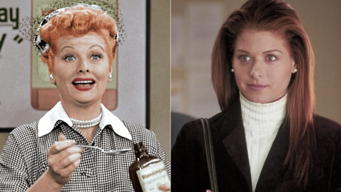 Lucille Ball and Debra Messing