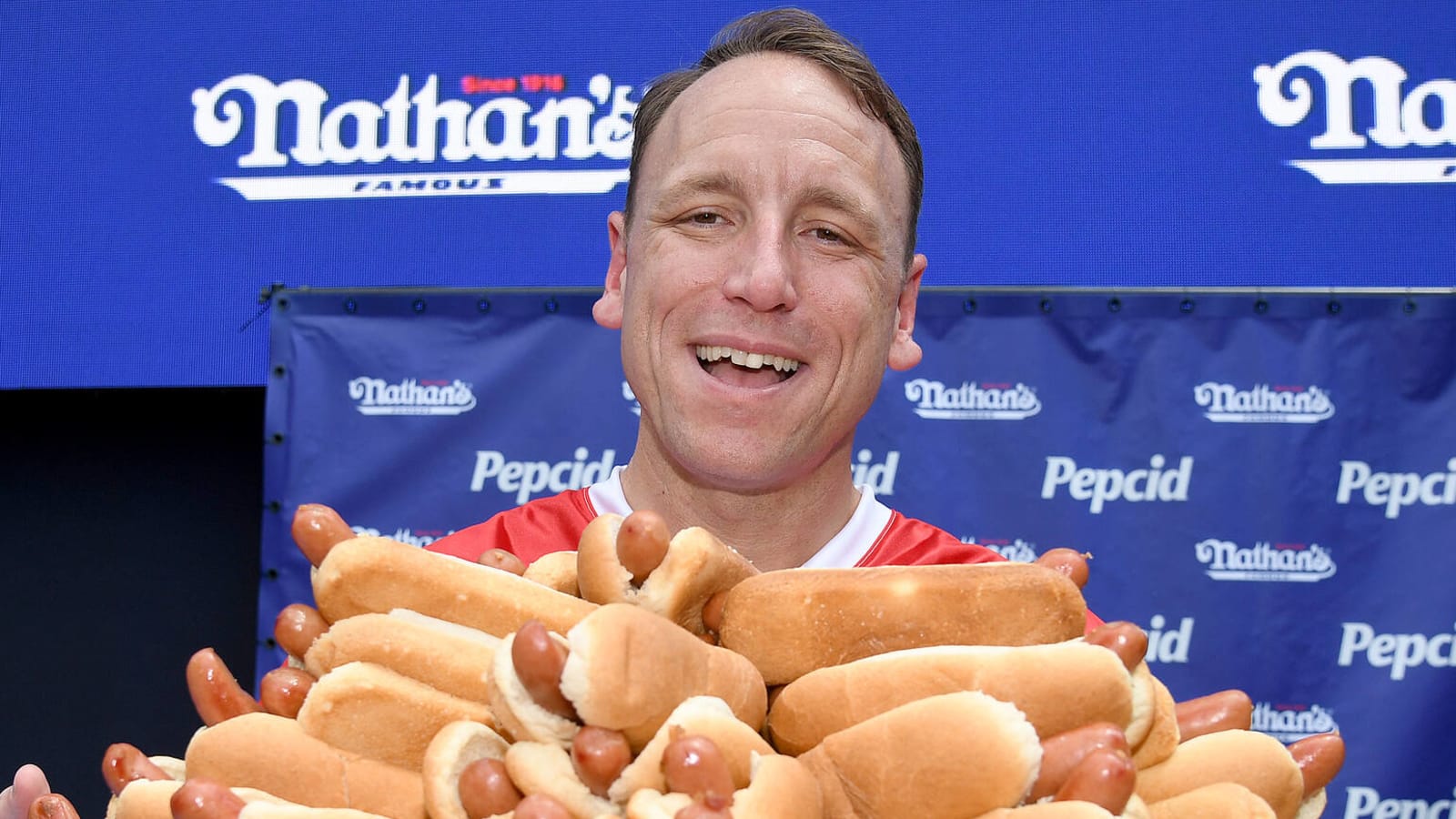 Joey Chestnut addresses record-setting win, weather delay