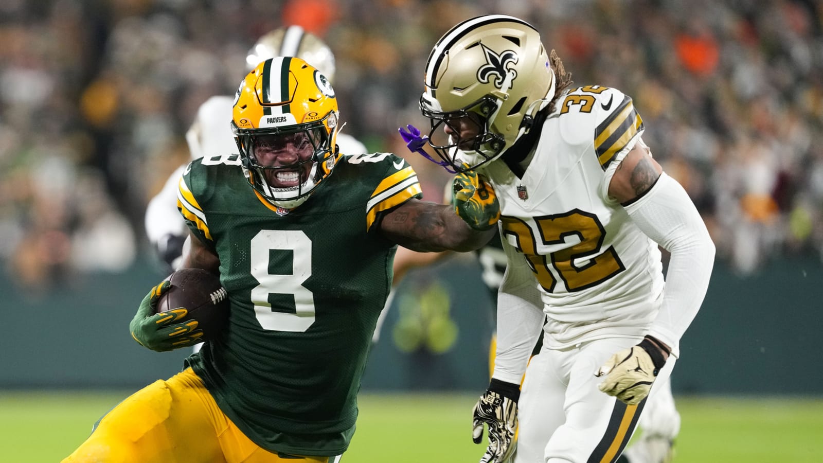 Watch: Packers' Josh Jacobs destroyed Tyrann Mathieu on stiff-arm