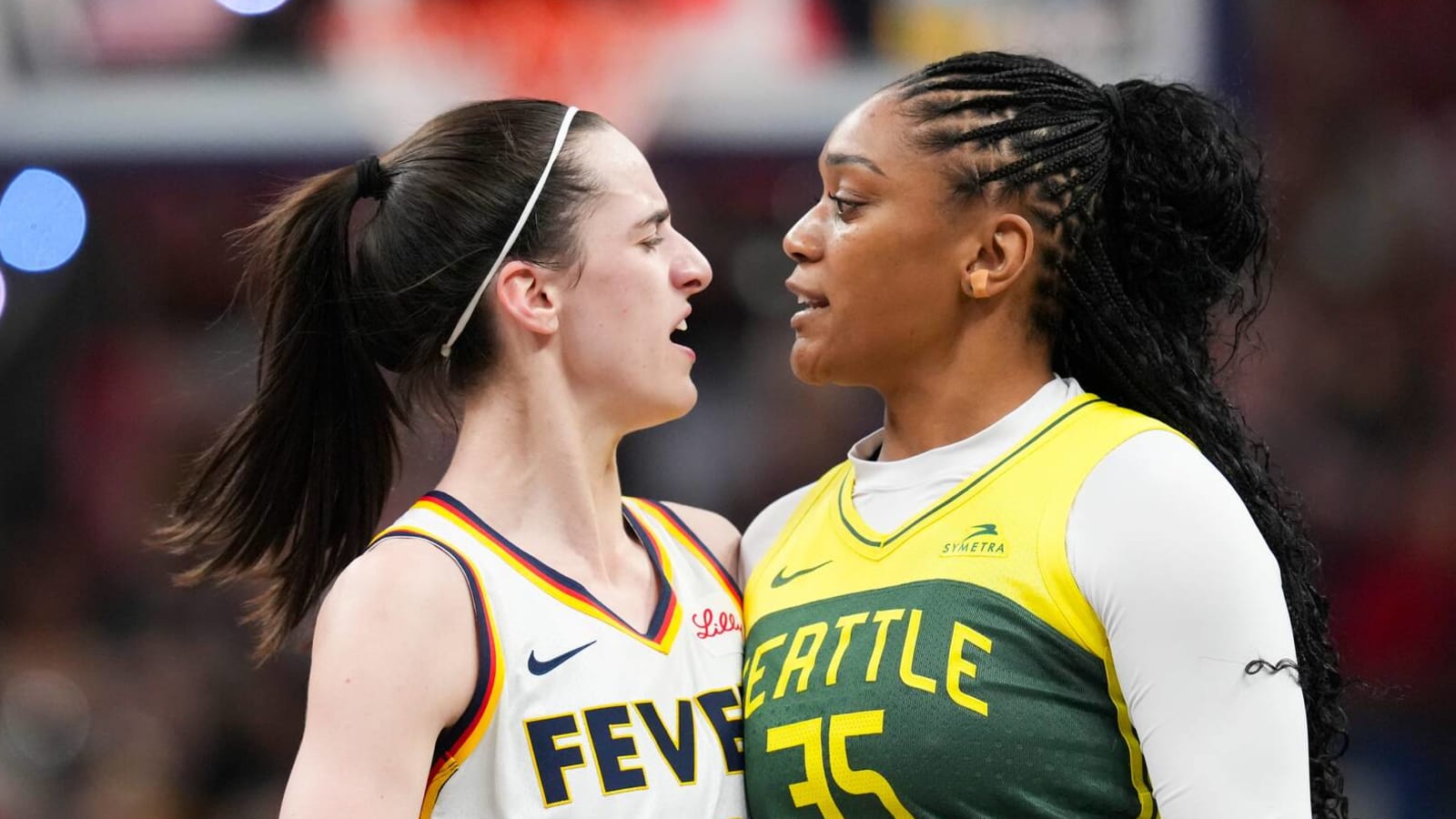 Watch: Clark has intense staredown with ex-Fever player