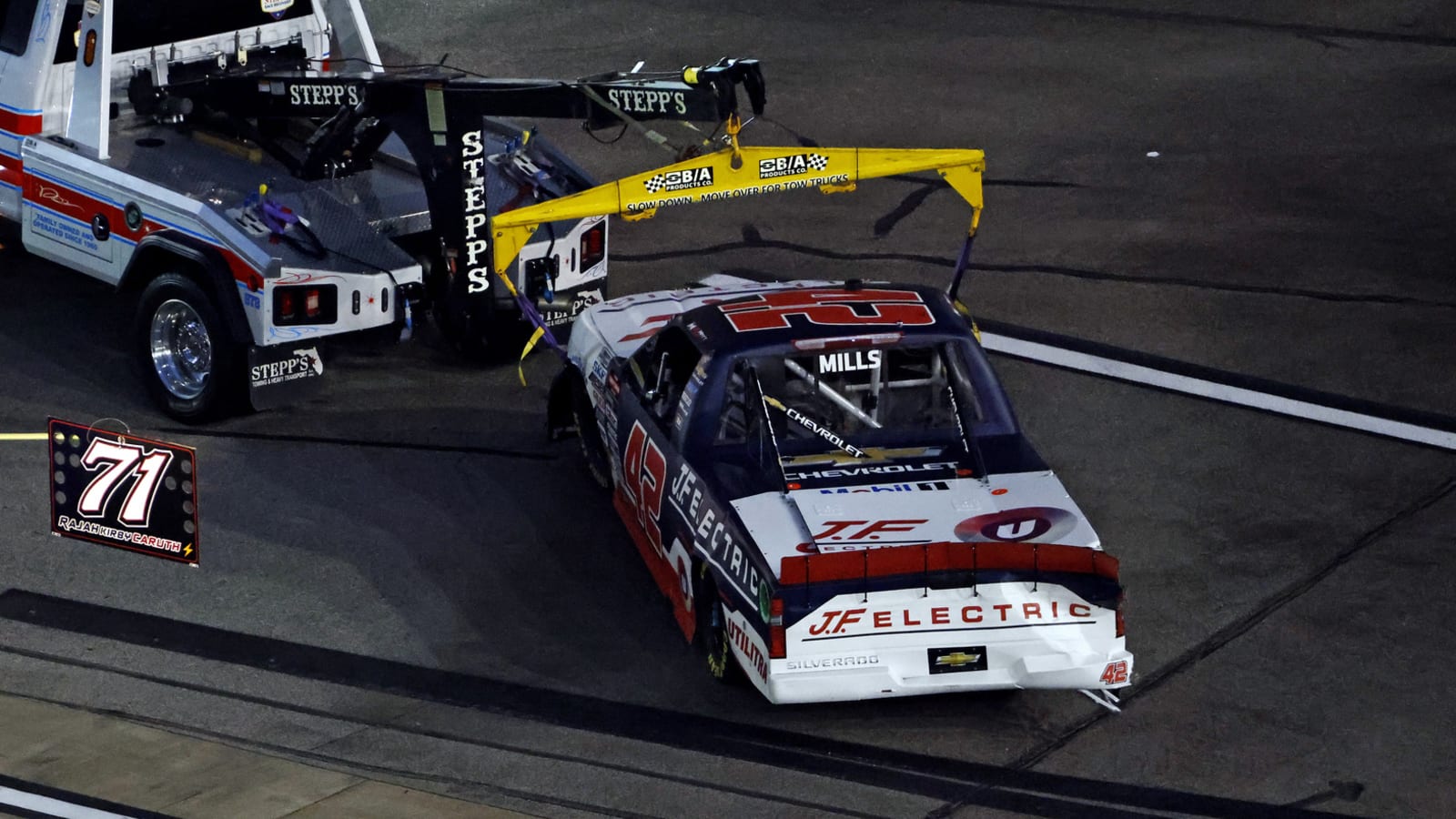 Conner Jones held for two laps after wrecking Matt Mills in fiery crash