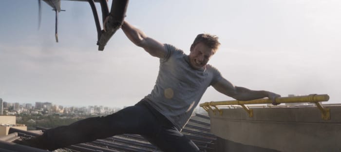 Chris Evans hurt himself flexing