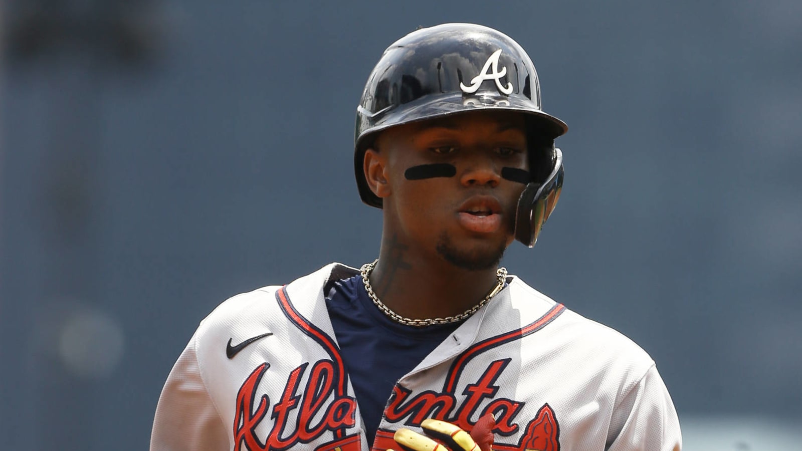 Ronald Acuna Jr. carted off field after suffering leg injury