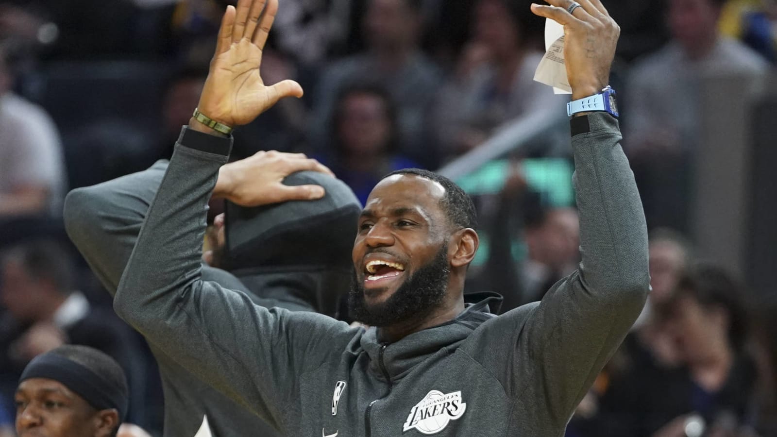 Watch: LeBron James yells 'let's go!' during singing of national anthem