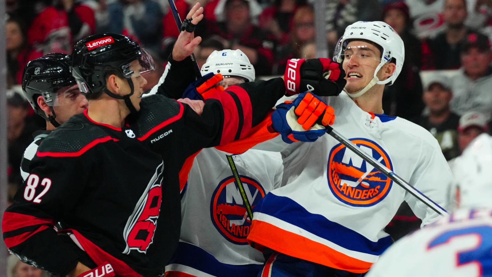 Watch: Scrum after Hurricanes empty netter sets stage for chippy Game 3