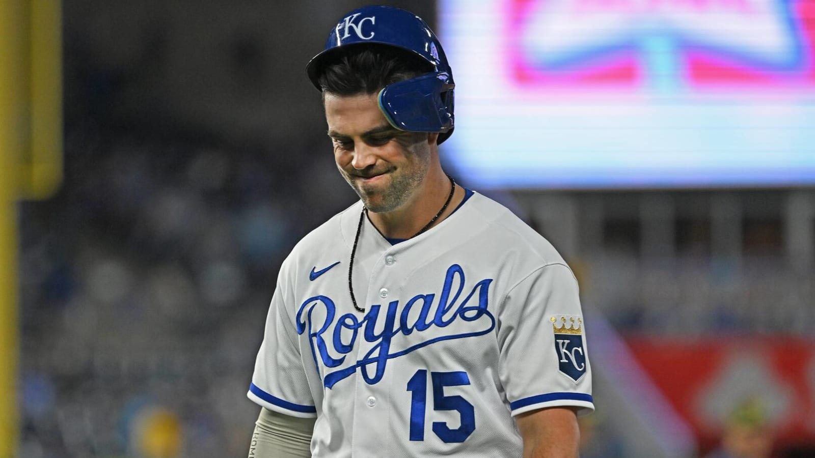 Costner Merrifield interviews Whit Merrifield at Kauffman Stadium 