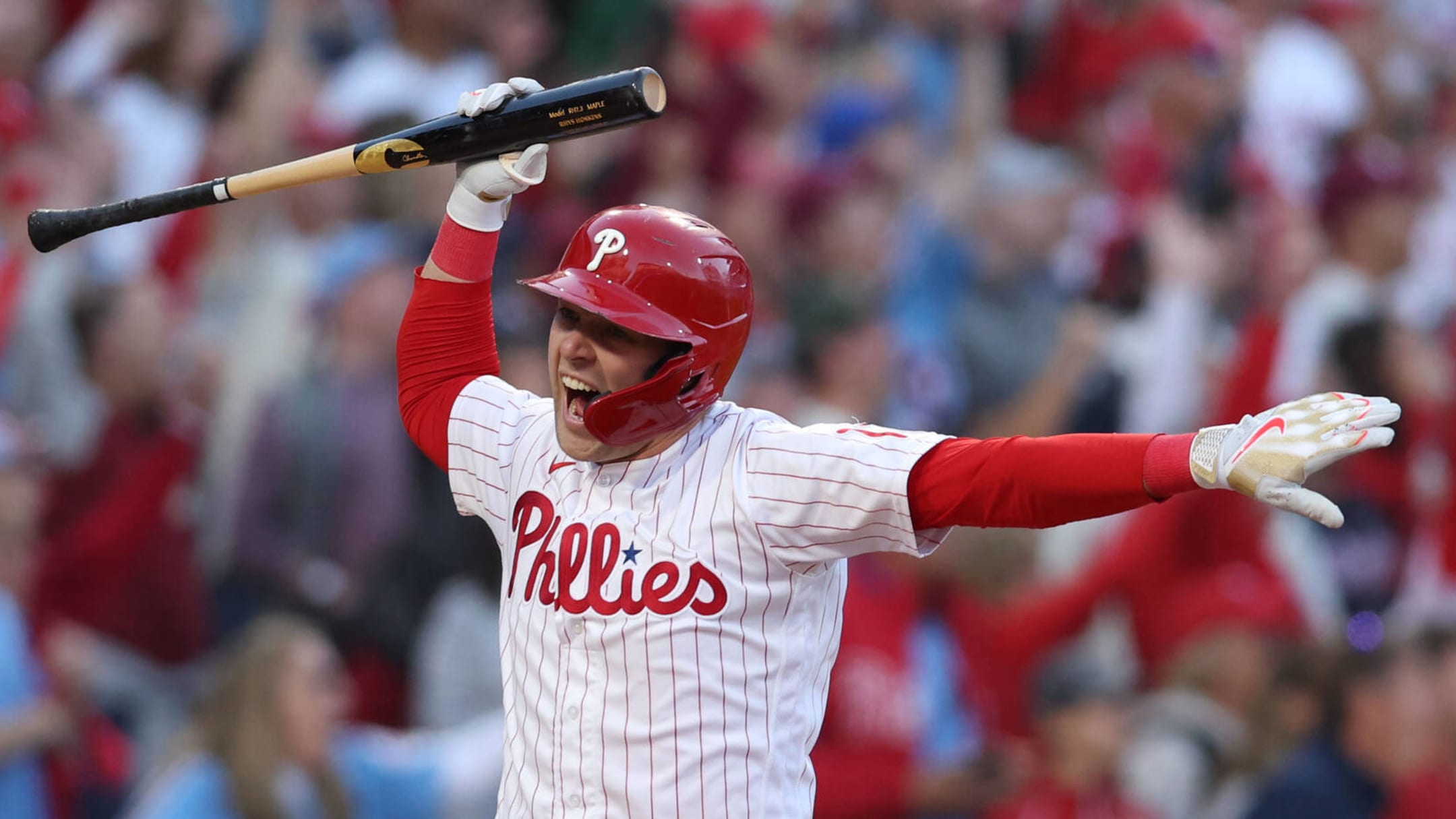 Rhys Hoskins Hitting A Bomb Then Running A Play Action Pass With The First  Base Coach Is A Game Changer