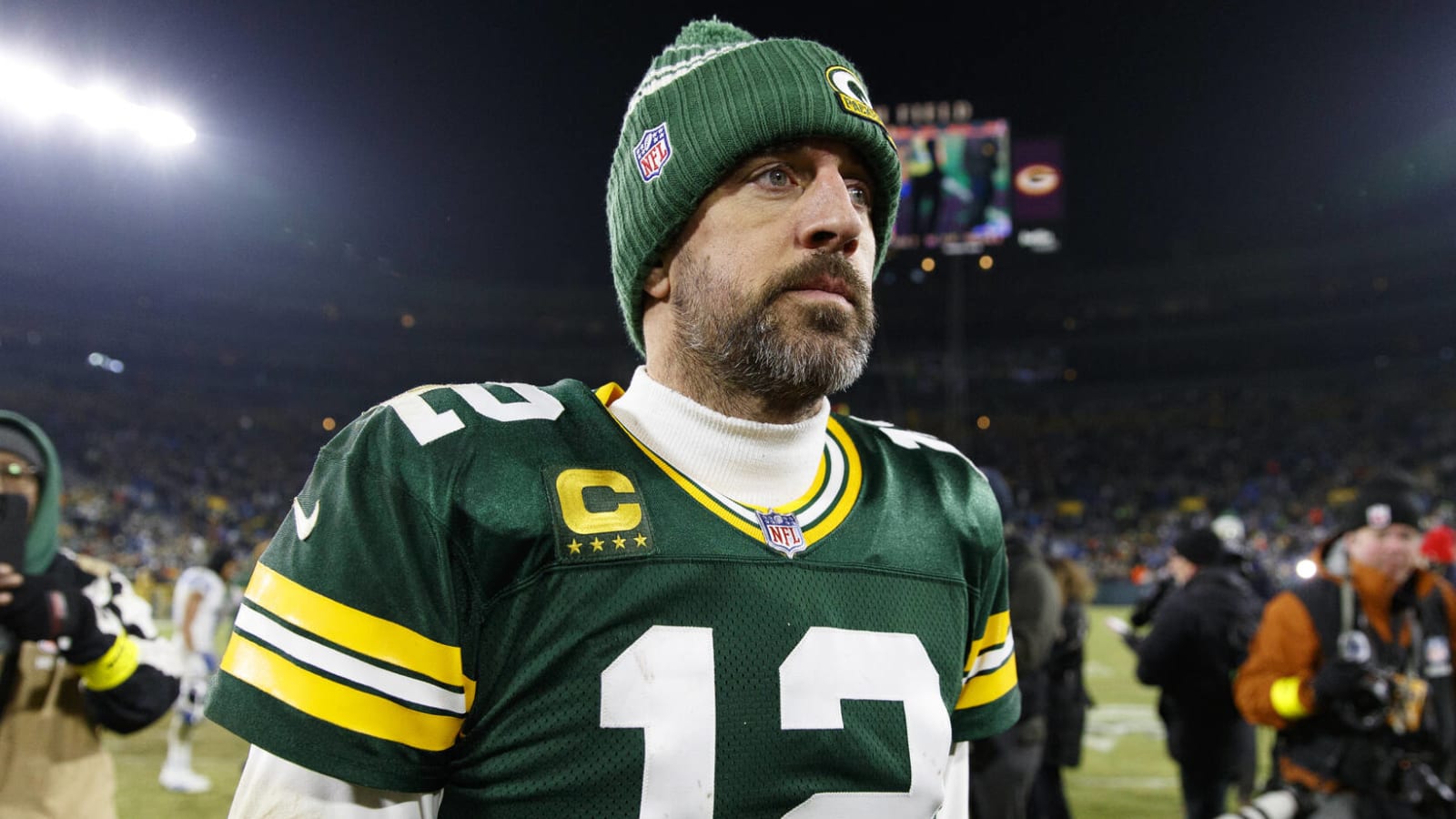 Aaron Rodgers offers cryptic response to question about Jets