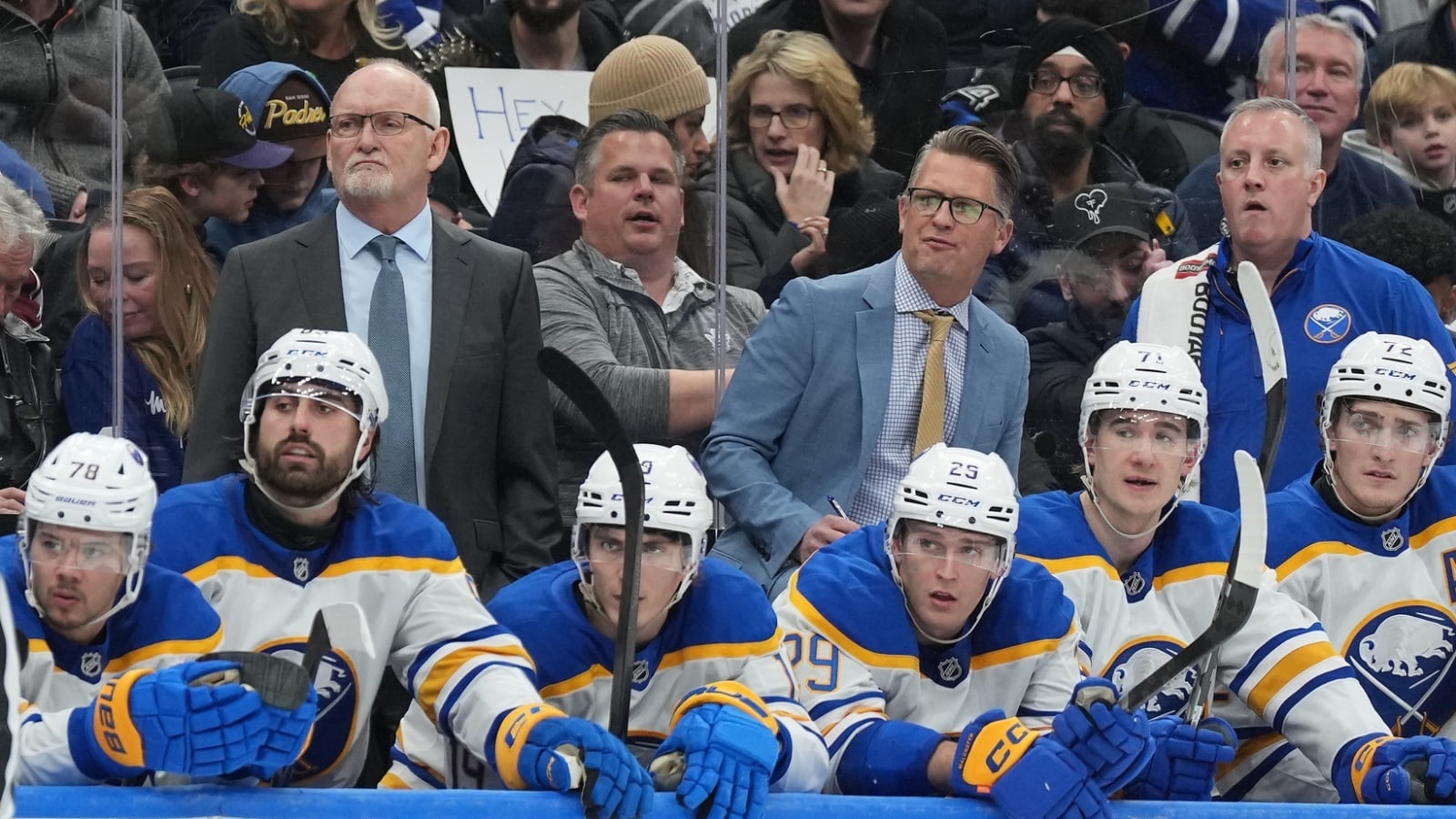 Sabres HC Lindy Ruff appears to be concerned about the Maple Leafs’ travelling fans