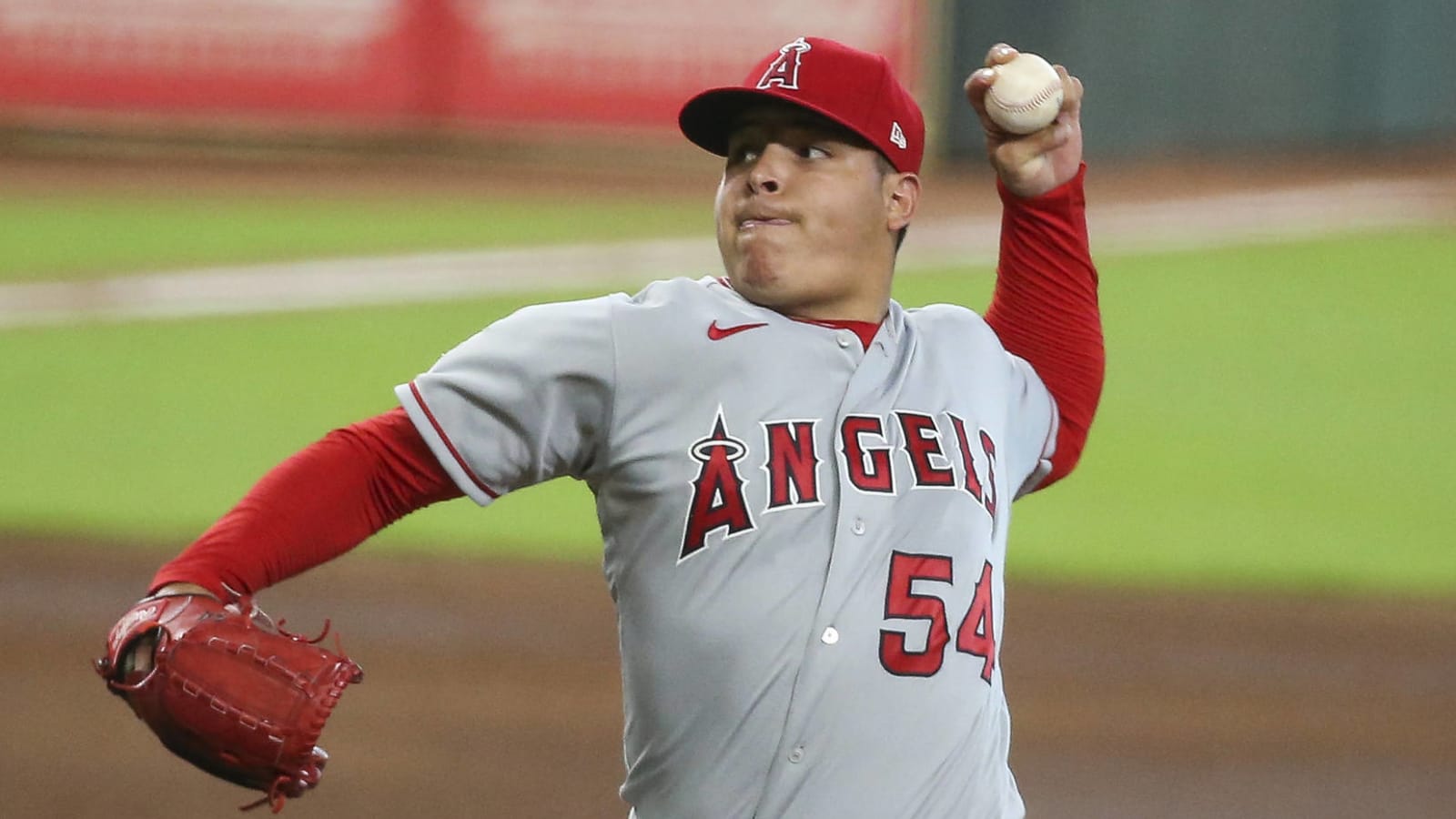 Los Angeles Angels pitcher Jose Suarez (54) during a MLB spring