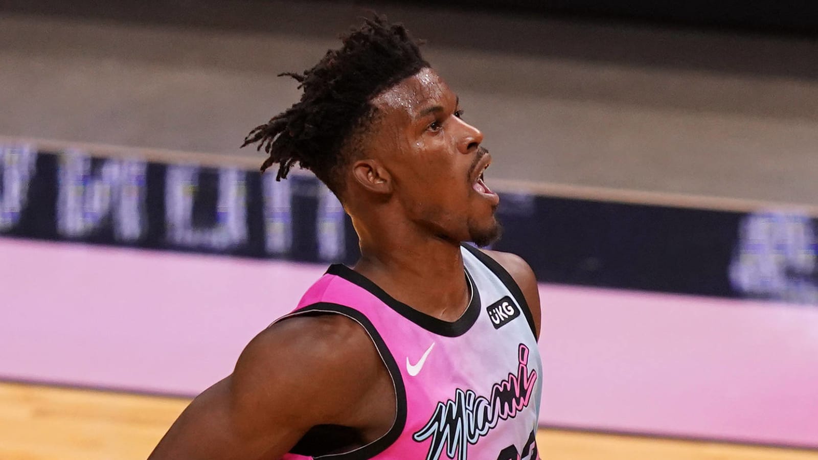 JIMMY BUTLER MIAMI HEAT PINK AND BLUE VICE CITY EDITION JERSEY