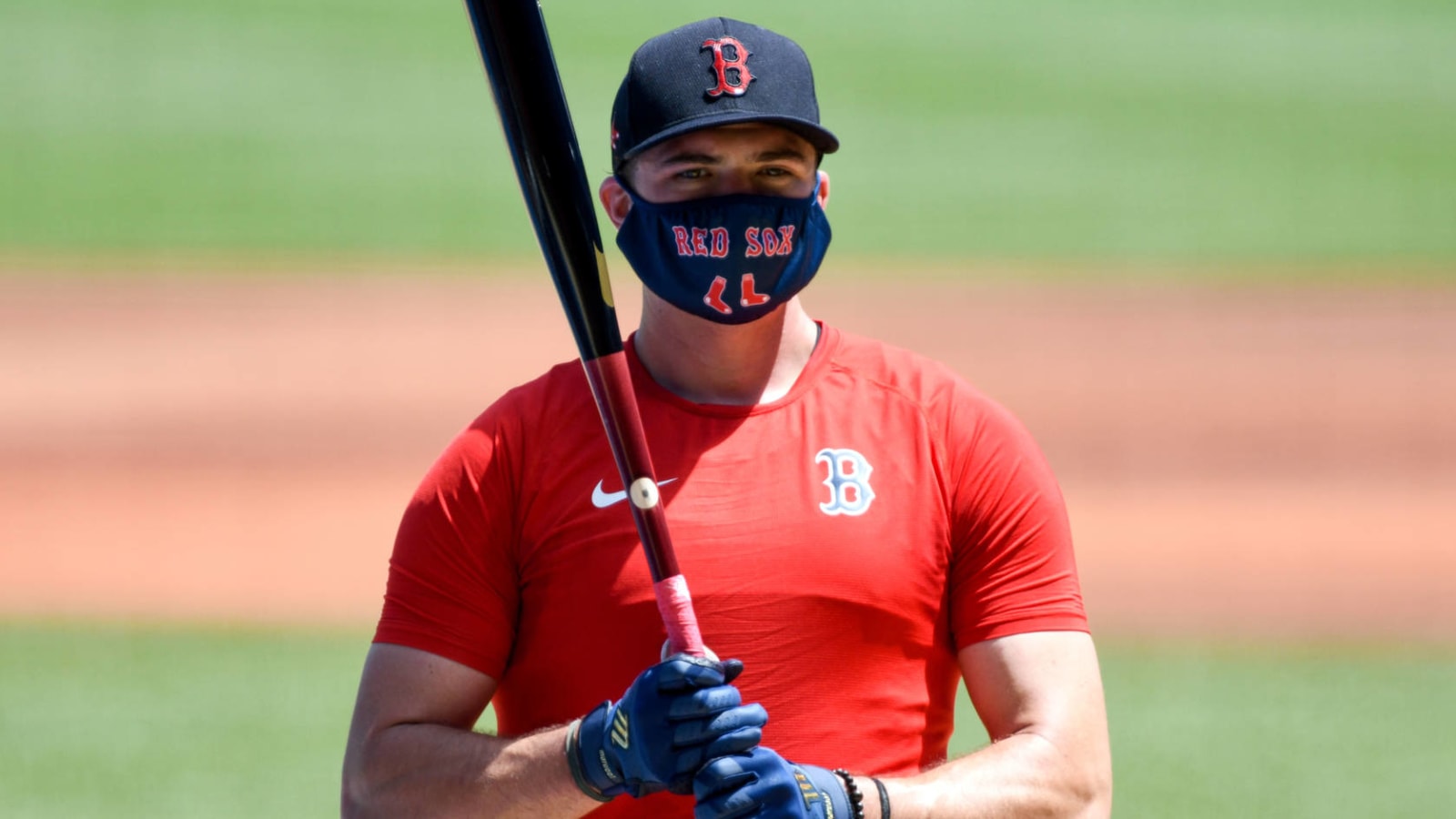 Boston Red Sox's Jeter Downs takes off his batting helmet after
