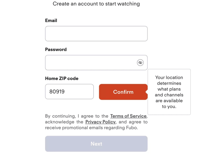 Fubo Account Creation Screen Capture Part Of The Free Trial Process
