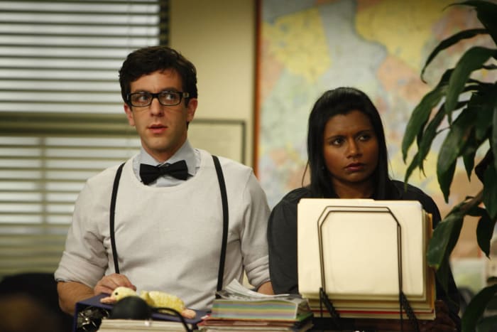 B.J. Novak and Mindy Kaling