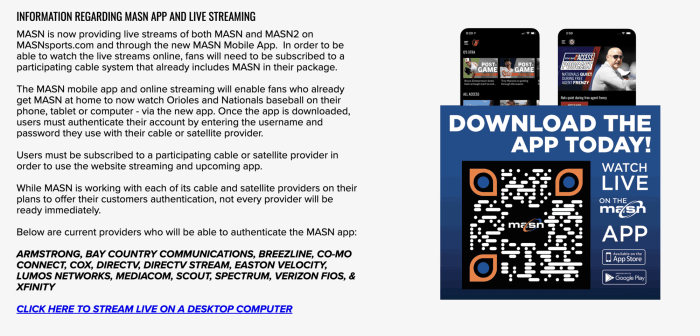 The MASN App Download Page Screen Capture From The MASN.com Website