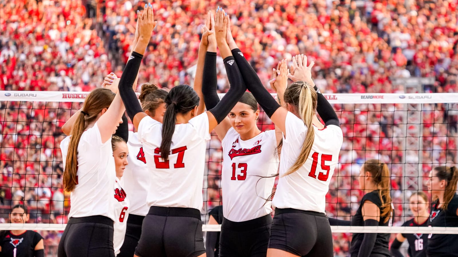 Watch Nebraska volleyball team enters in front of record 92,000 fans