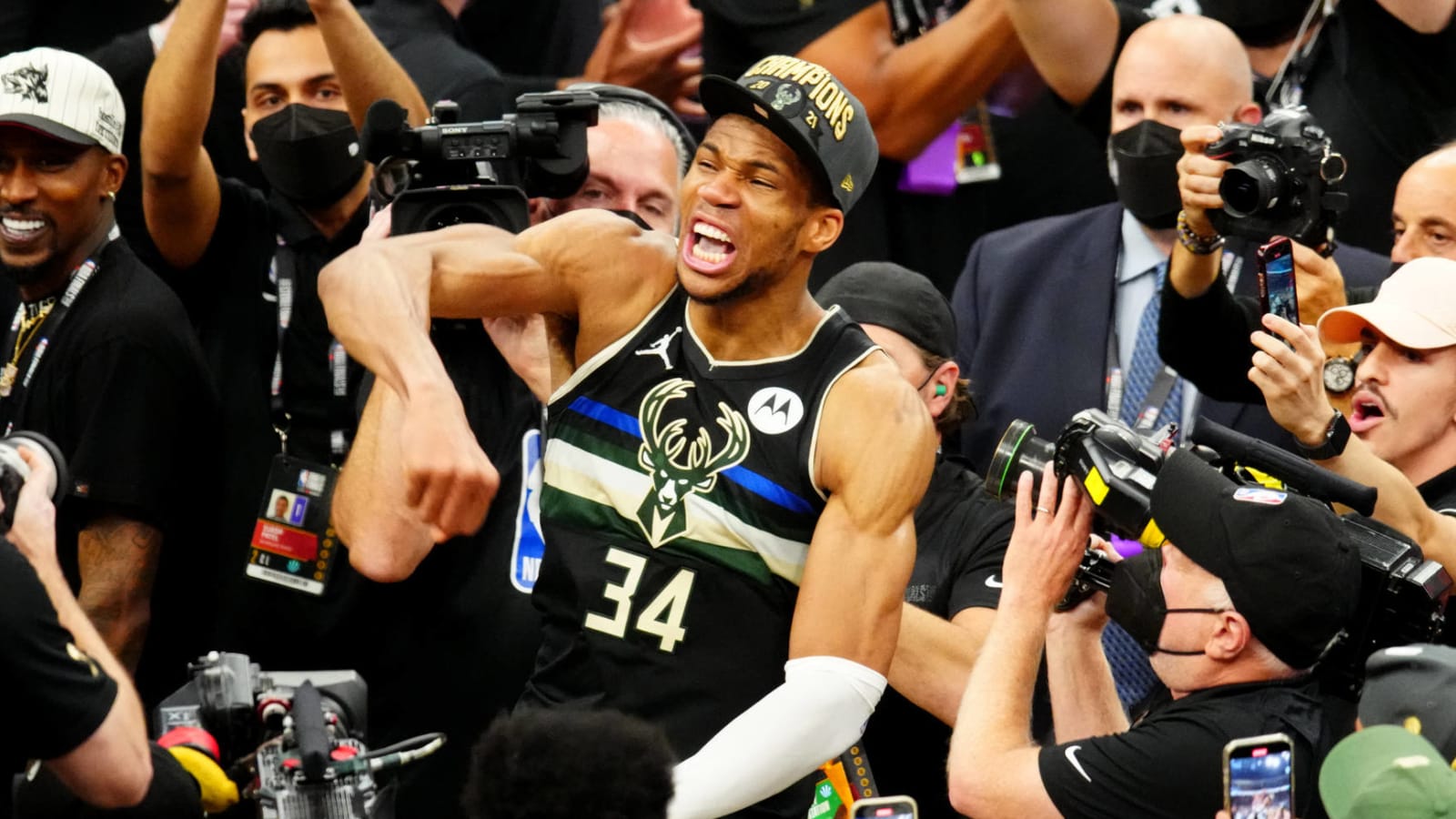 Watch: Giannis lets fan touch trophy at Chick-fil-A drive thru