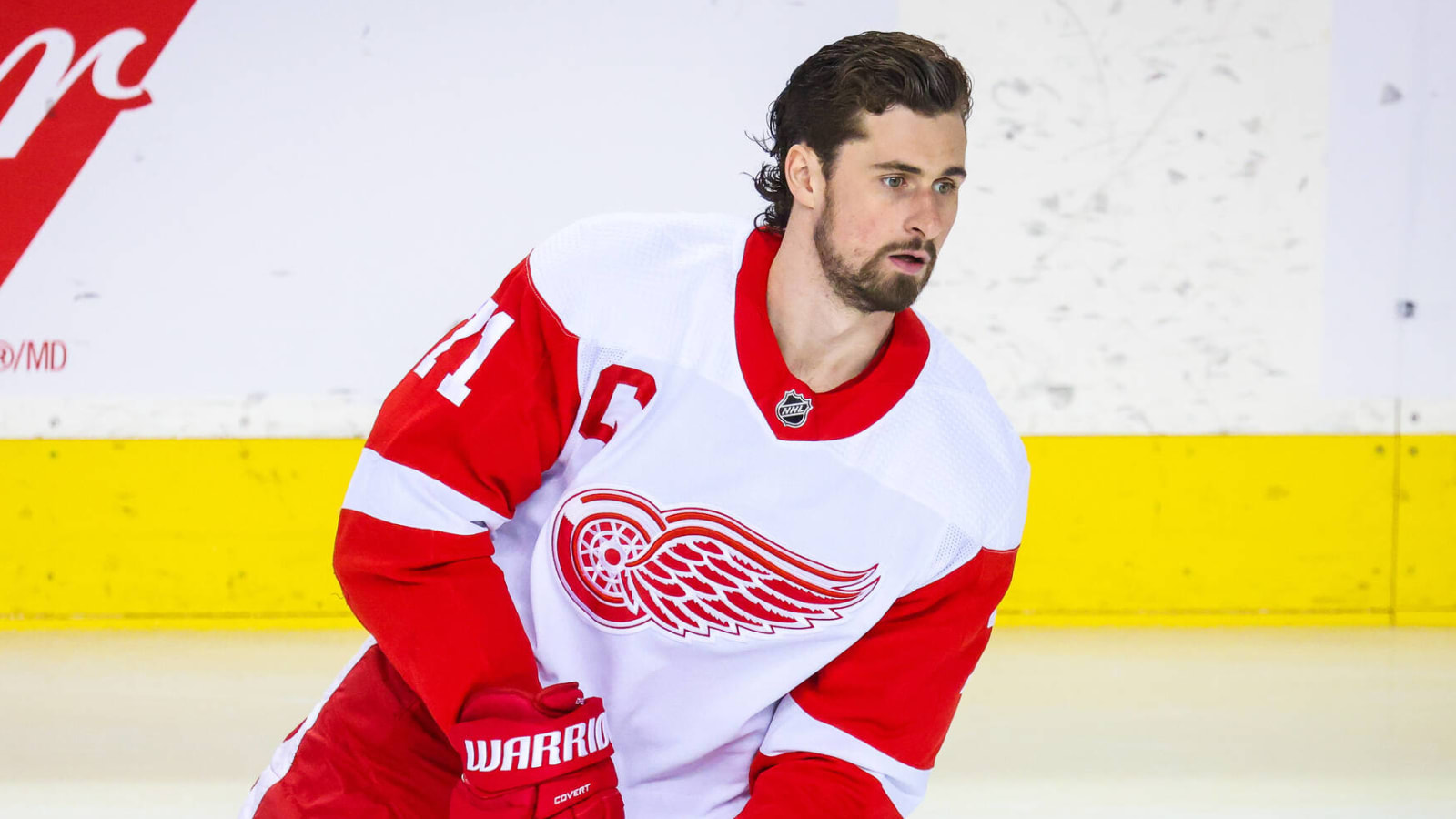 Detroit Red Wings captain Dylan Larkin accidentally spills a fans