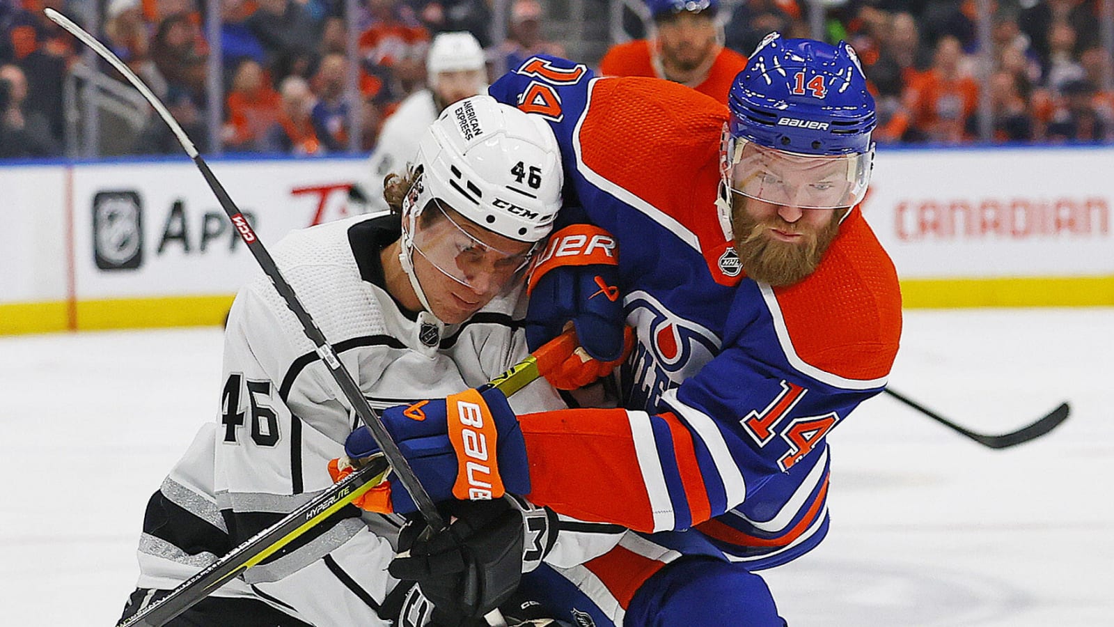 Watch: Edmonton Oilers defenceman Mattias Ekholm delivers a crushing hit on Avalanche’s Mikko Rantanen