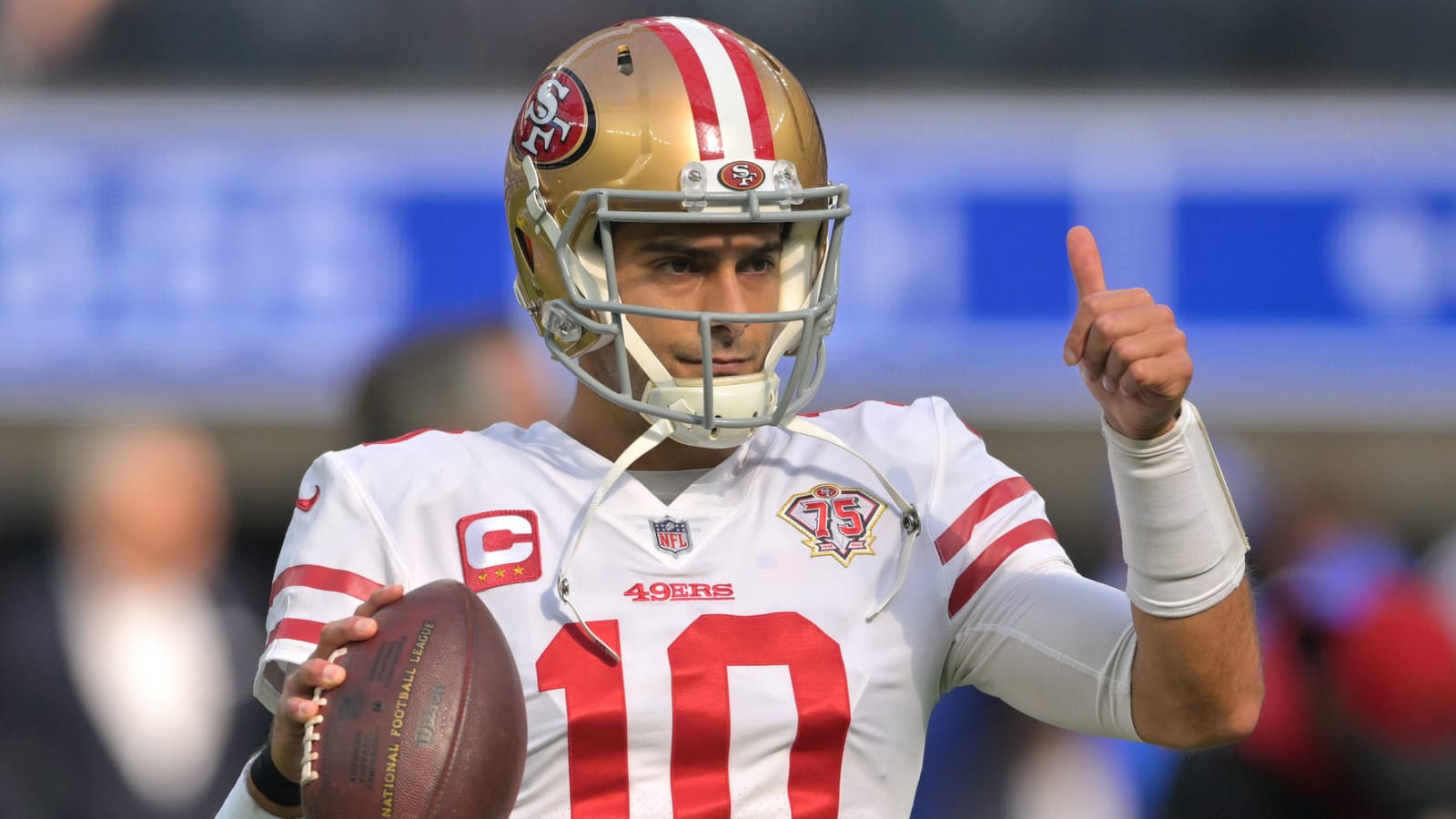 Garoppolo: Shoulder is 'great,' thumb 'holding up'