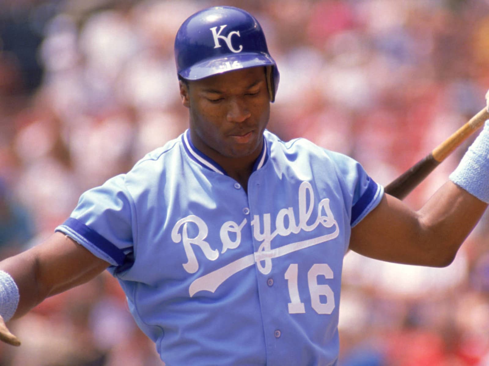 SI Photo Blog — Royals outfielder Bo Jackson breaks a bat over his