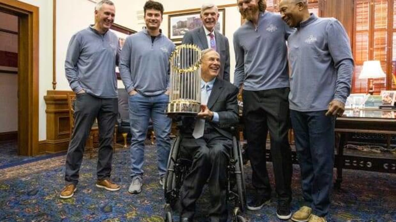 Texas Rangers, World Series Trophy Visit Gov. Abbott