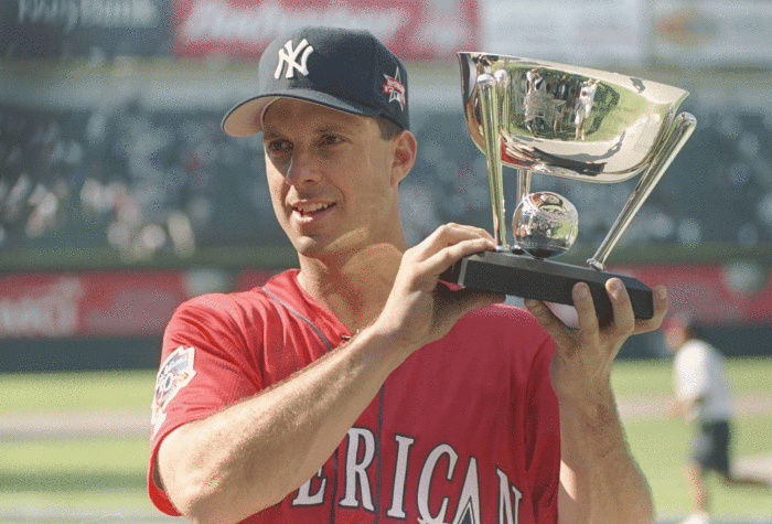 Tino Martinez participates in the 1997 MLB All-Star Game Home Run