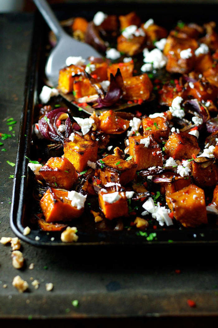 Maple-Roasted Pumpkin with Chili and Feta