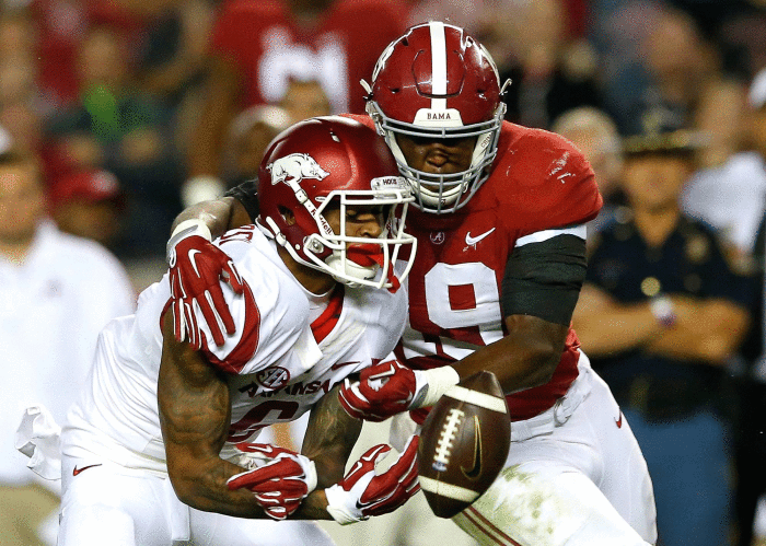 Oct. 10 - Alabama d. Arkansas, 27-14