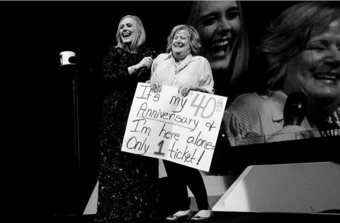 A woman spent her 40th anniversary at an Adele show