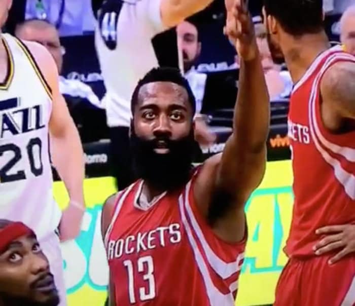 James Harden distracted by laser pointer