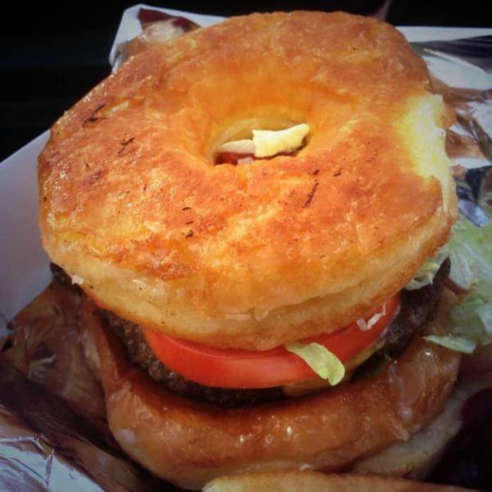 Donut Bacon Cheeseburger - Raley Field, Sacromento River Cats