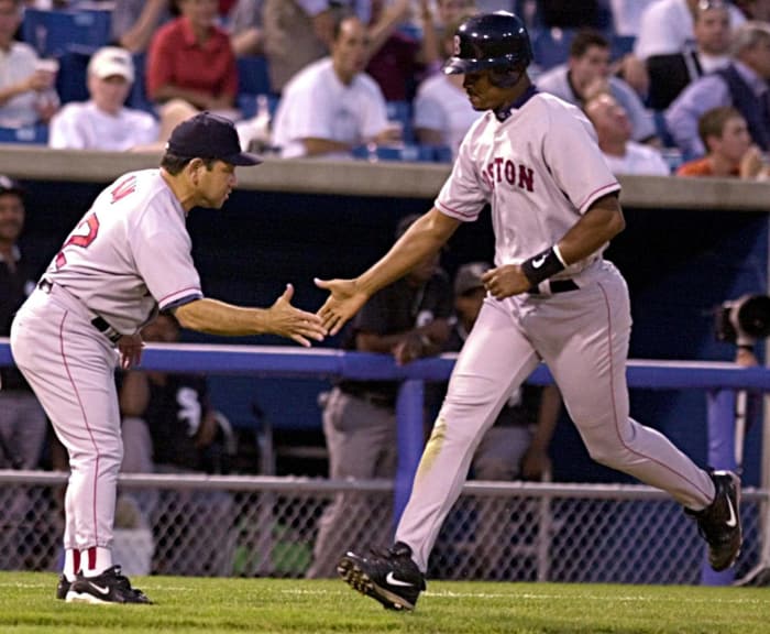 2001: Izzy Alcantara kicks catcher