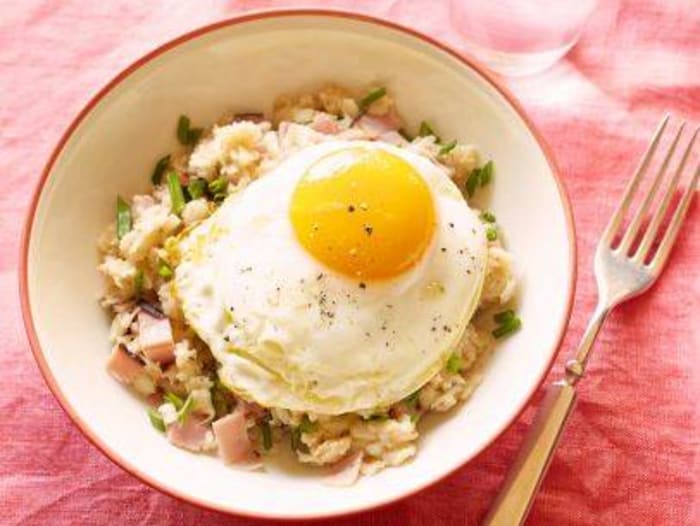Ham, Egg and Cheese Oatmeal Bowl