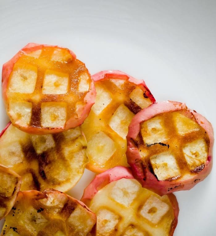 Quick waffle iron baked apples