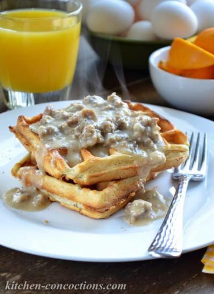 Waffled Biscuits and Gravy