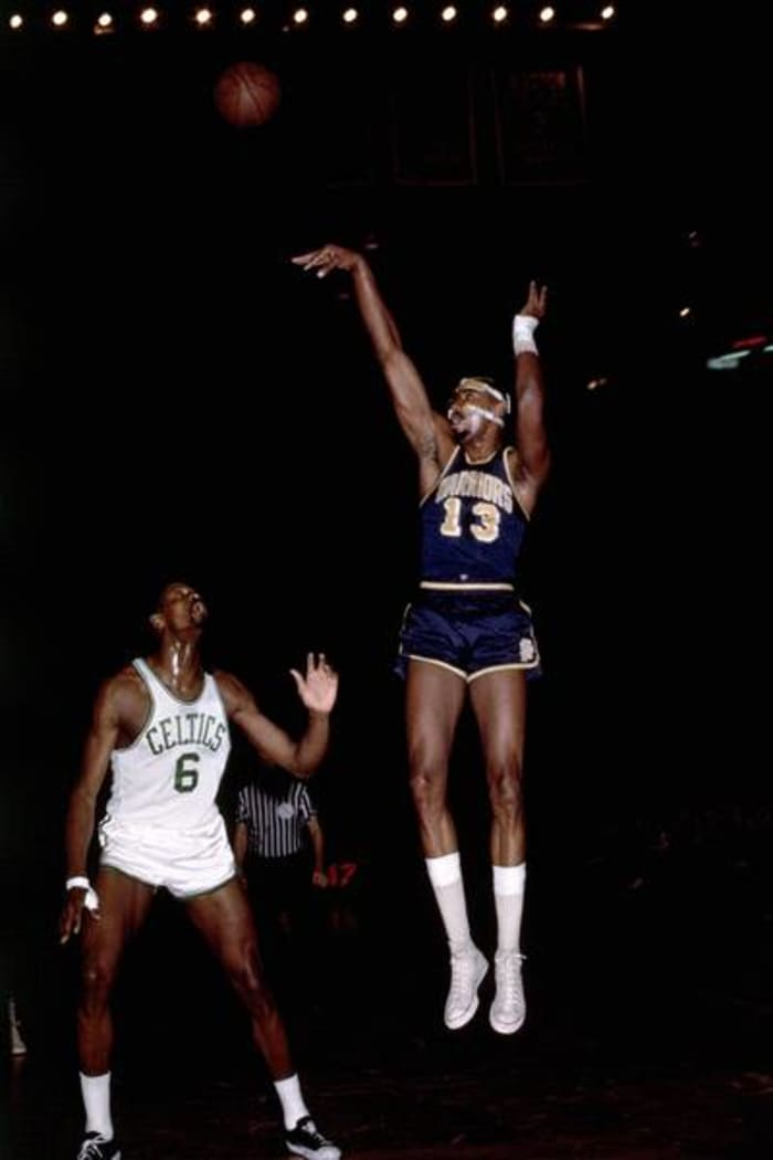 Bill Russell and Wilt Chamberlain face off, 1963