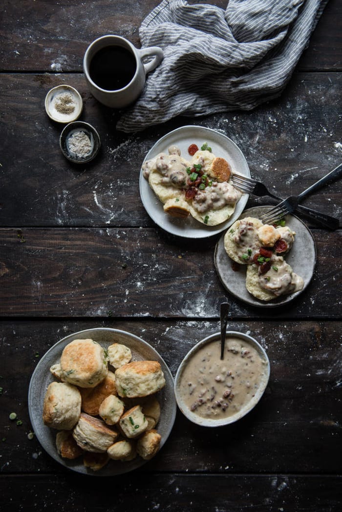 Scallion Biscuits and Lap Cheong Gravy