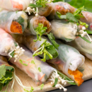 Pulled chicken rice paper rolls