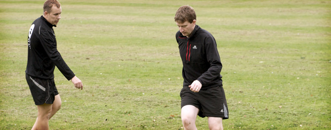 agility drill with personal trainer in the park