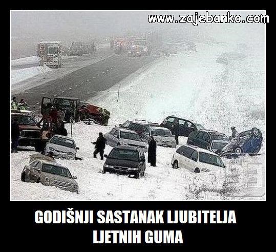 s ljetnim gumama na snijeg