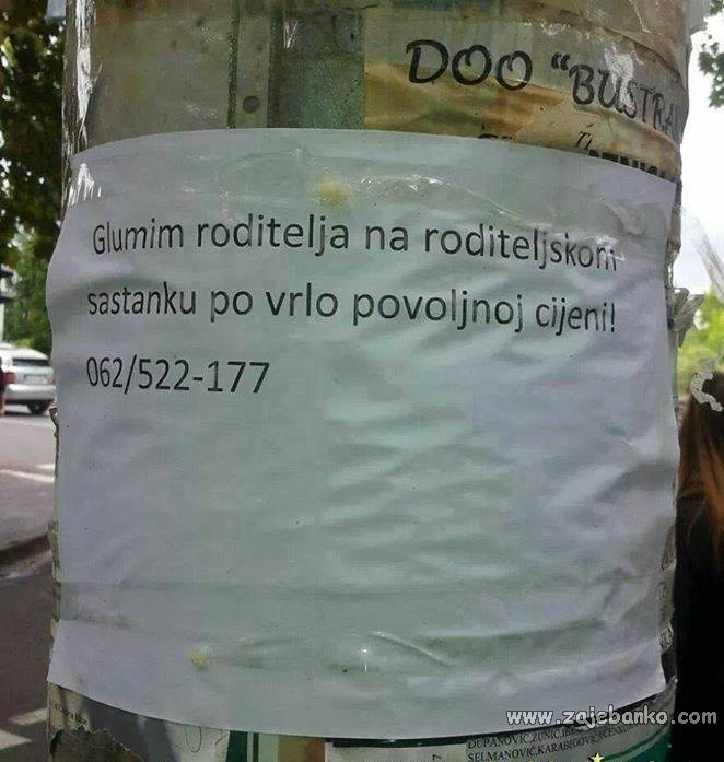 glumim roditelja na roditeljskom sastanku