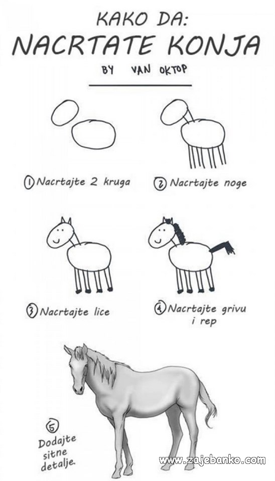 upute kako nacrtati konja