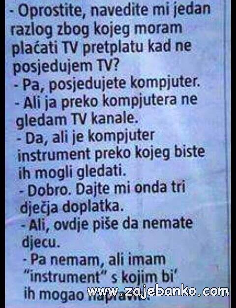 TV pretplata smiješna slika