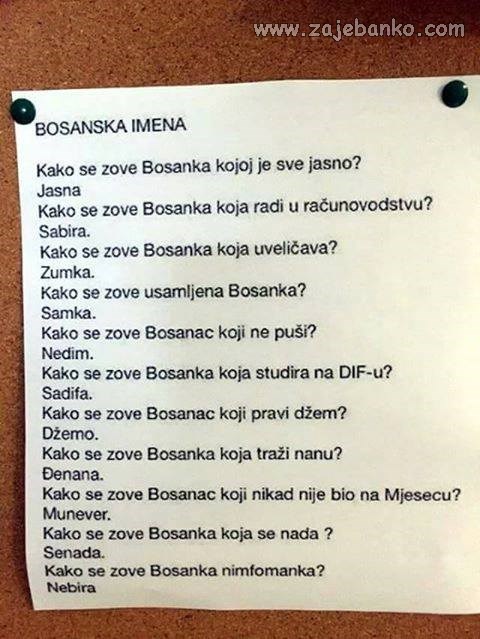 bosanska imena lista