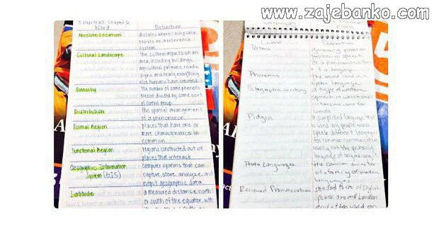 bilješke na prvom i posljednjem predavanju