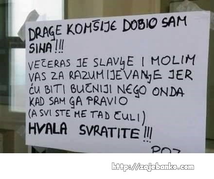 smiješna obavijest